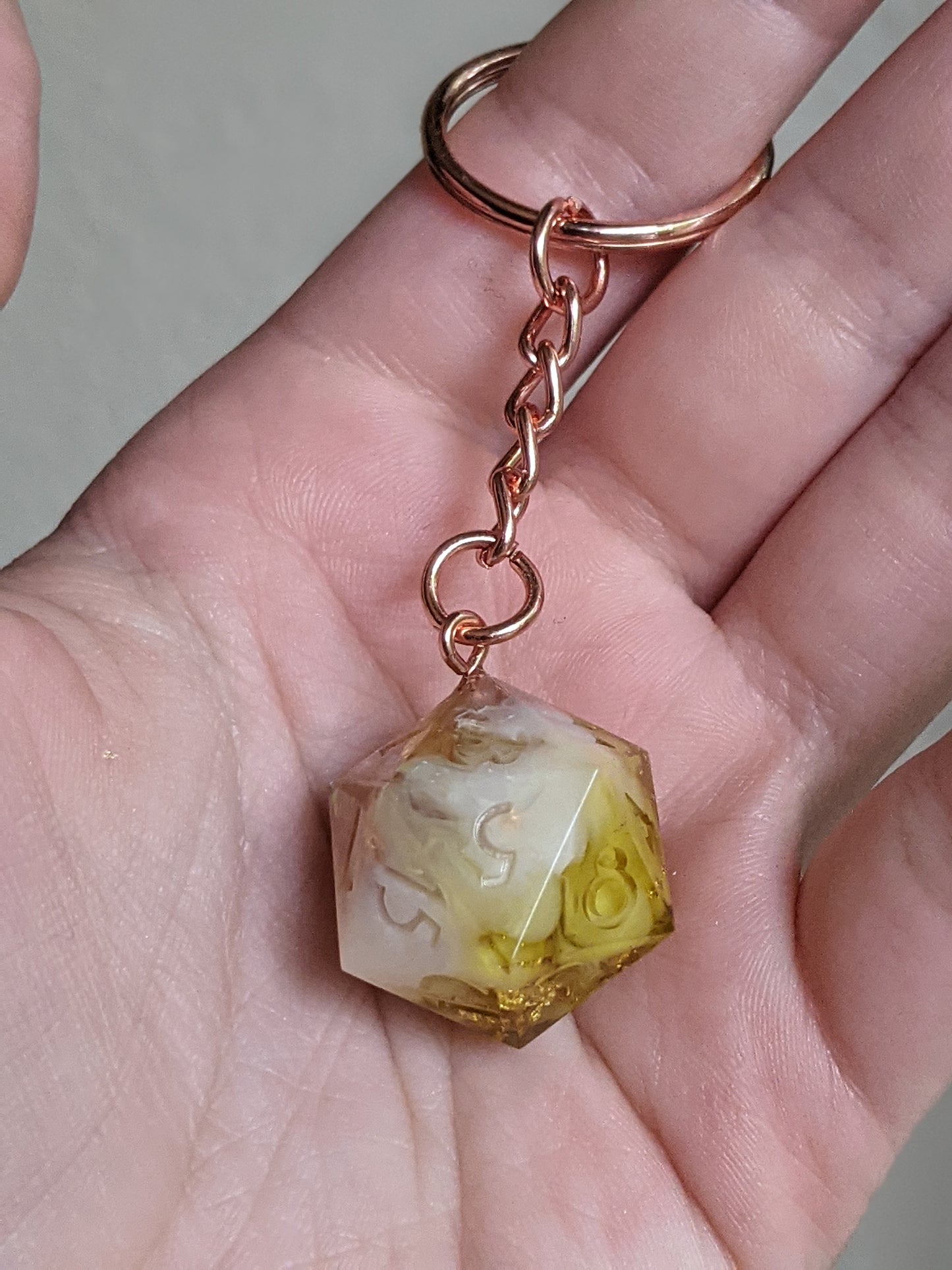 Sharp Edge D20 Keychain-Raw Citrine